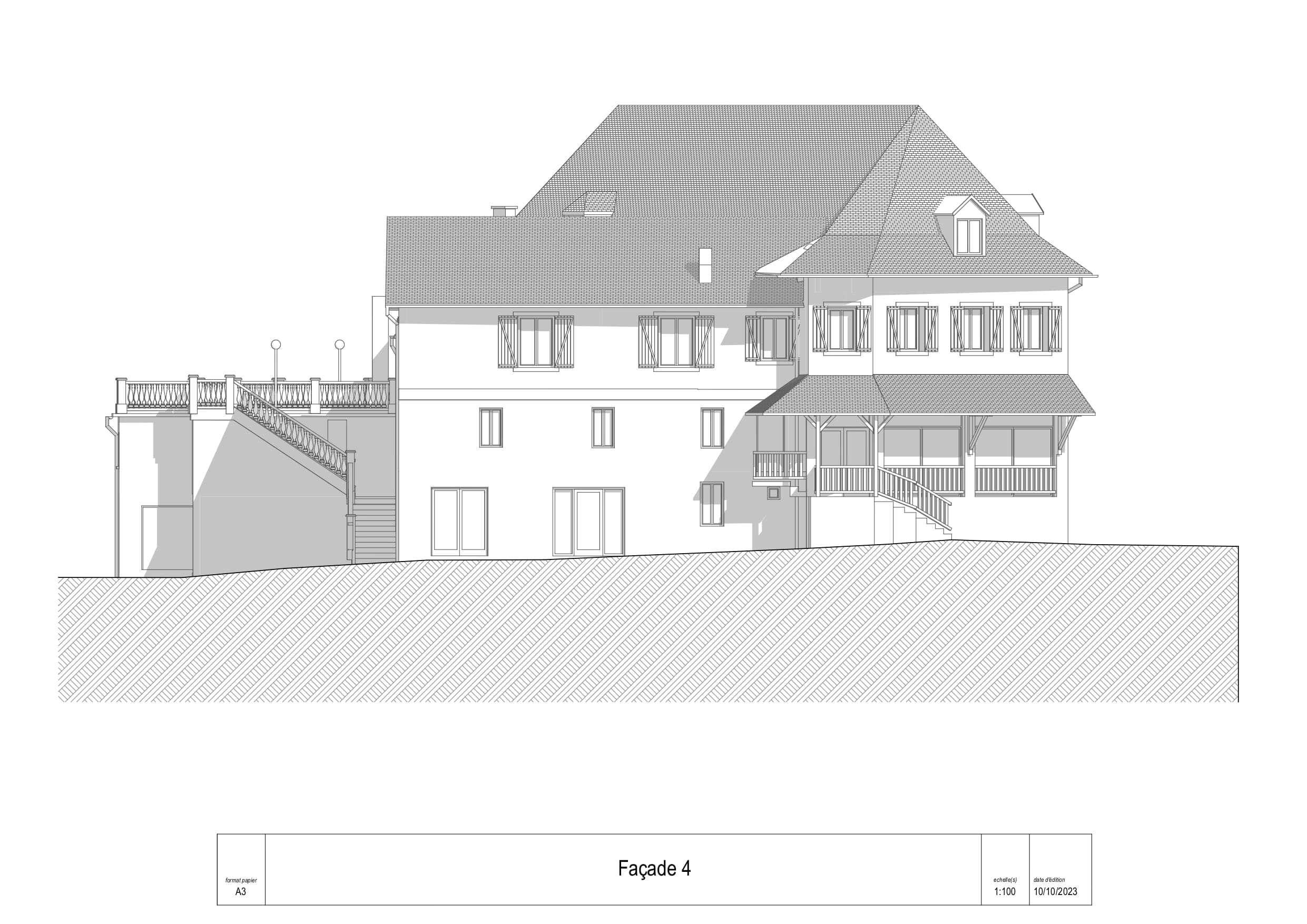 Plan facade 4 Hôtel du Fronton
